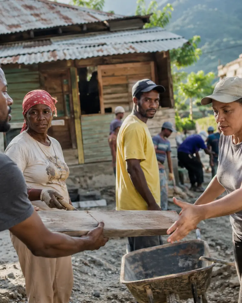 Portrait digne d'une personne accompagnee dans un contexte communautaire en Haiti